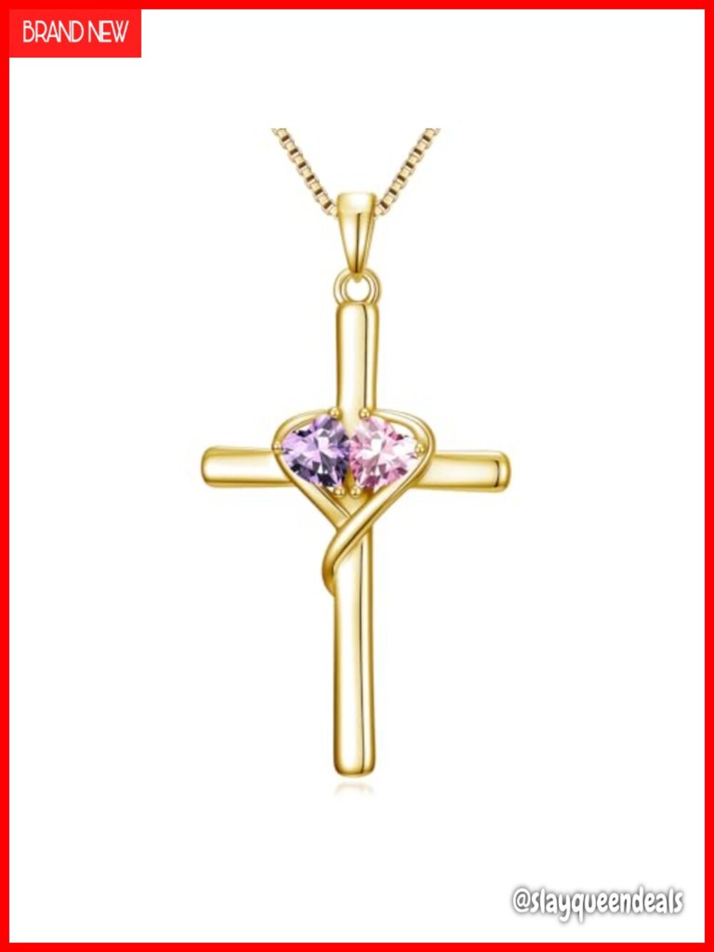 Gold Plated Infinity Cross Necklace with Birthstone Adjustable 18-20"